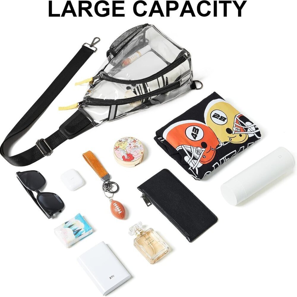 Clear Stadium Bag Unisex TPU Waterproof Crossbody with Adjustable Strap - Picture 4 of 8